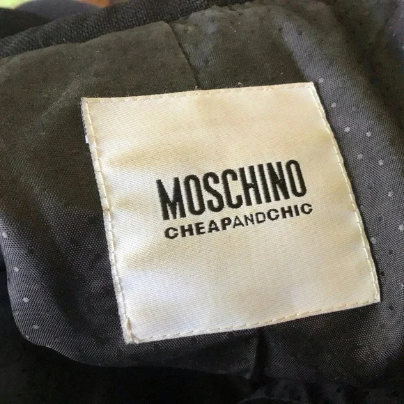 Moschino Cheap and Chic black wool jacket blazer elbow patch ruffle  Size 6 - Picture 4 of 8